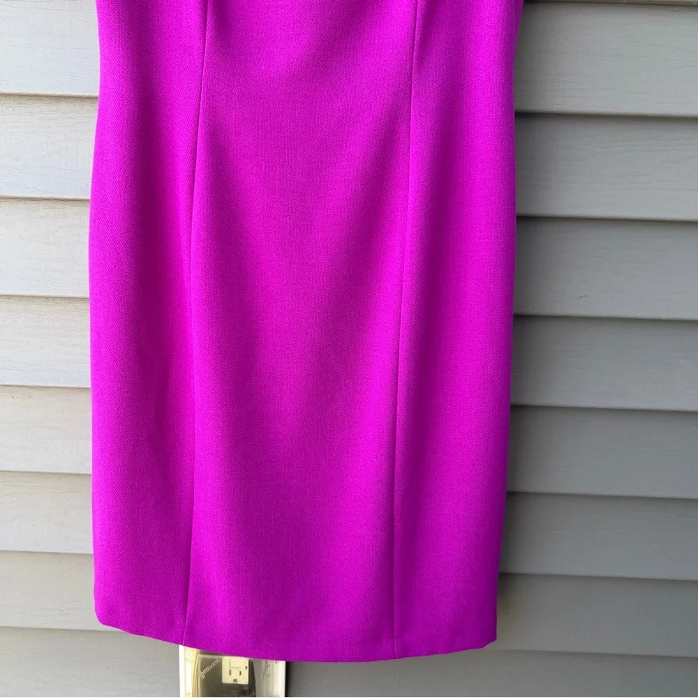 Antonio Melani Tailored Sheath Dress Size 10 Purple Ruffle Off-Shoulder - Picture 3 of 15